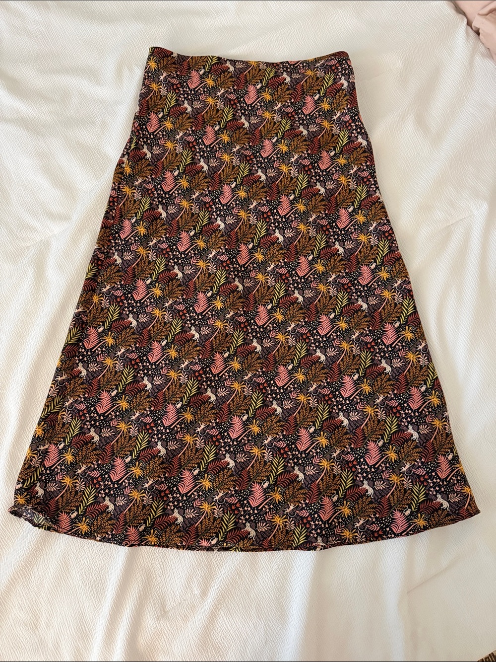 LOFT Floral A-Line Skirt in Pink, Brown & Yellow